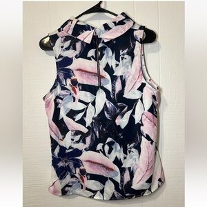 Beulah Women’s Floral Tank Top Collared Size Large